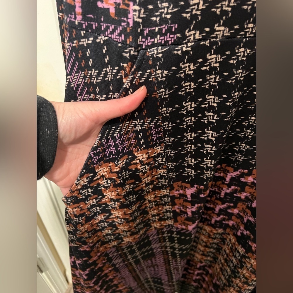 Tribal Jeans Gorgeous Plaid & Herringbone Patchwork Design Dress Size Large 💜🧡 - Picture 6 of 10